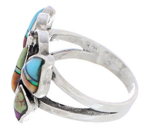 Southwest Multicolor Butterfly Silver Ring Size 6 EX61242